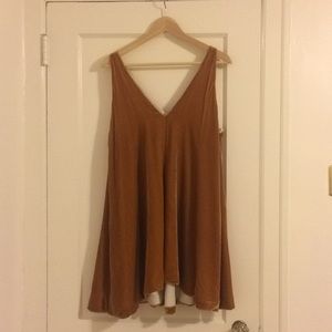 Velvet Deep Gold Swing Mini Dress